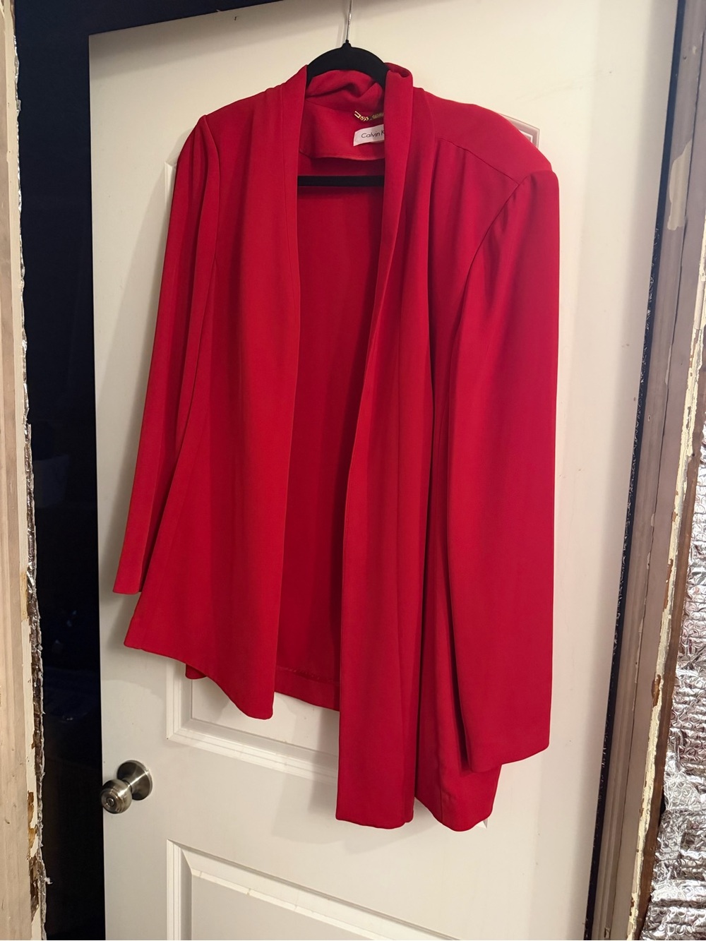 Calvin Klein Vibrant Red Open-Front Women's Blazer